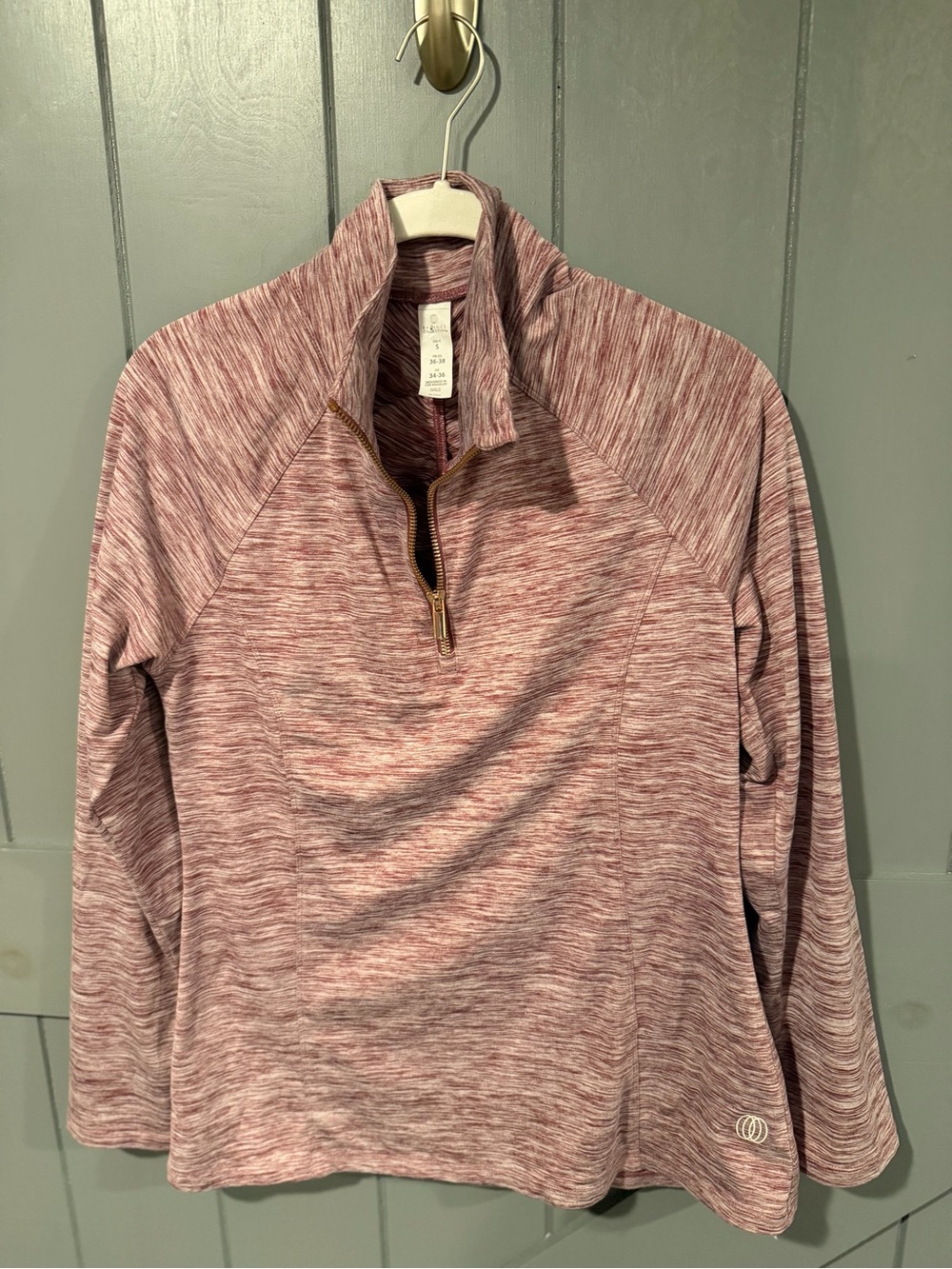Balance Connection Women's Heathered Pink Quarter-Zip Pullover Sweater
